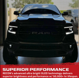 Recon Projector Headlights OLED DRL & Scanning Switchback LED Signals  for 2019-2023 Dodge RAM 1500