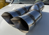 BP Stainless Steel Tear Drop Dual Shotgun Exhaust Tip - Universal - Tear Drop