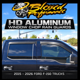 Blessed Performance HD Aluminum Window Chop Rain Guards 2015-2026 Ford F150 - BP Stamp View