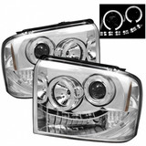 SPYDER CHROME PROJECTOR HEADLIGHT W/ LED HALO-2005-2007 FORD SUPER DUTY