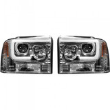Recon Clear Projector Headlights with OLED U Bar 2005 to 2007 Ford Super Duty (REC264193CLC)-Main View