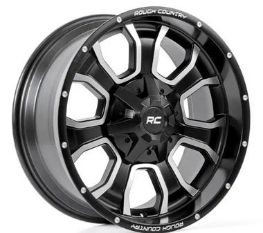 Rough Country 93 Series Wheel (One Piece| Machined Black| 20x9| 6x5.5/6x135| 0mm) (93209012)-Main View