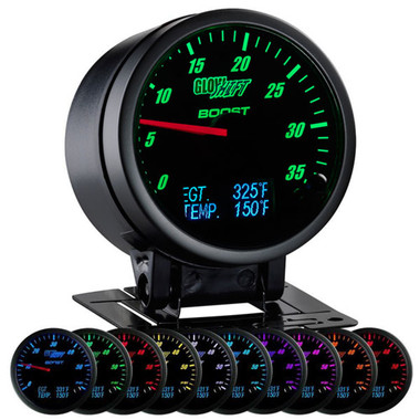 Glowshift 3in1 Black Analog 35 PSI Boost w/ Digital EGT & Temperature Gauge-Main View