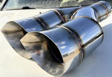 BP Stainless Steel Tear Drop Dual Shotgun Exhaust Tip - Universal - Main