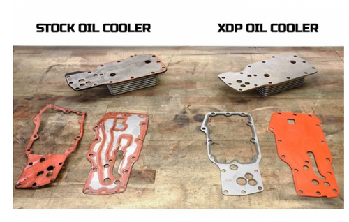 XDP 6.7L Engine Oil Cooler 2007.5 to 2022 6.7L Cummins (XD417)-Stock vs XDP View