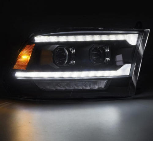 AlphaRex LUXX Series Black LED Projector Headlights 2010 to 2018 Dodge Ram 2500/3500 (880558)-Light View