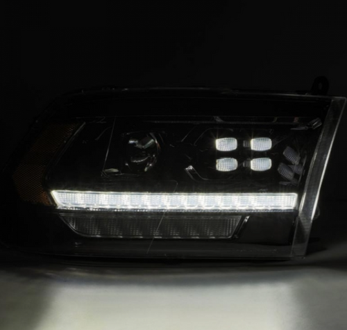 AlphaRex LUXX-Series Black LED Projector Headlights 2010 to 2018 Ram 2500/3500 (880526)-Light View