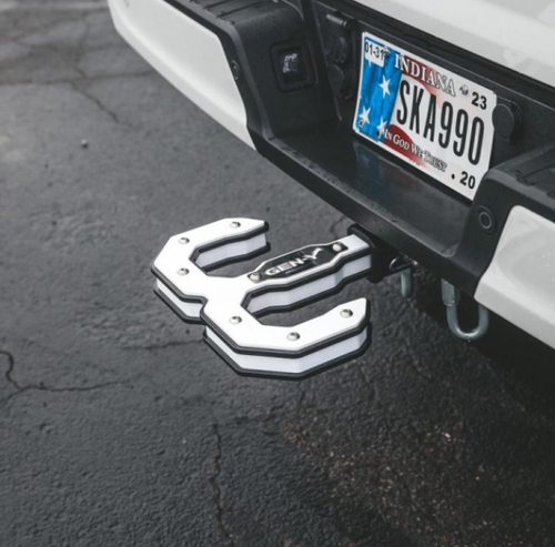 GEN Y Hitch Hulk 2.0 White 16K Tow Hook Kit (2") Universal 2" Shank 16,000 LB Towing Capacity (GH-0070-W)-In Use View