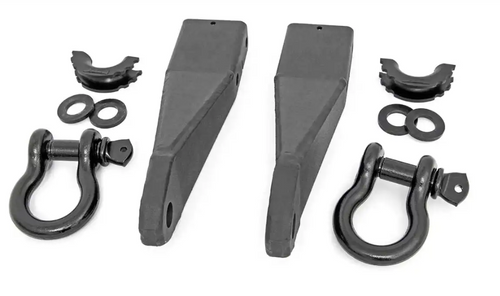 Rough Country Tow Hook Brackets 2020 to 2024 GMC Sierra 2500HD 2WD/4WD-with standard D-Ring and Rubber Isolators 