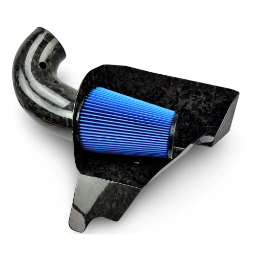 SPE STAGE 2 FORGED CARBON FIBER INTAKE for 2020+ GT500 Ford Mustang Shelby Blue Filter View