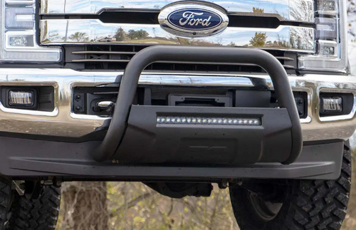 Rough Country Black LED Bull Bar 2017 to 2022 Ford F250 Super Duty 2WD/4WD (B-F2017)-In Use View