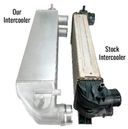 KC Turbos Upgraded Intercooler 2015 to 2024 3.5 & 2.7 EcoBoost (302518)-KC Turbo vs Stock view