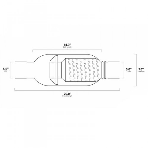 AERO EXHAUST AERO-TURBINE PERFORMANCE MUFFLER 2003-2007 6.0L POWERSTROKE - 5" INLET/OUTLET X 20" LENGTH 2003-2007 FORD 6.0L POWERSTROKE