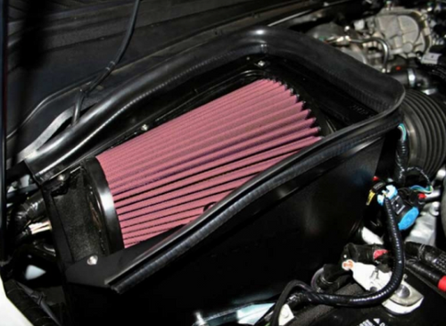 Airaid SynthaMax Dry Filter Intake System 2008 to 2010 6.4L Powerstroke (AA401-214-1)-In Use View