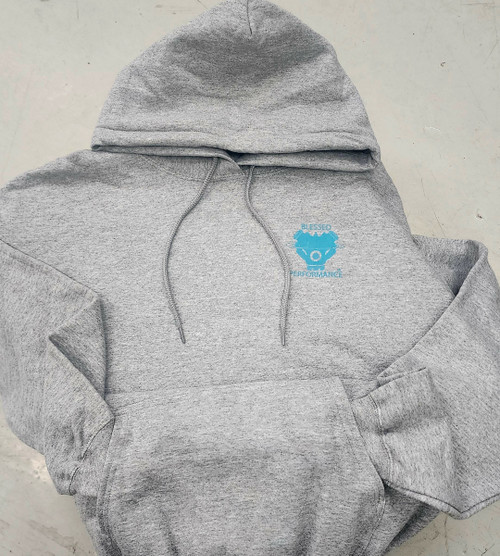 "Built Not Bought" Teal on Grey Flag design hoodie-Front View