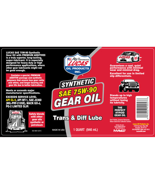 Lucas Oil Synthetic 75W-90 Gear Oil