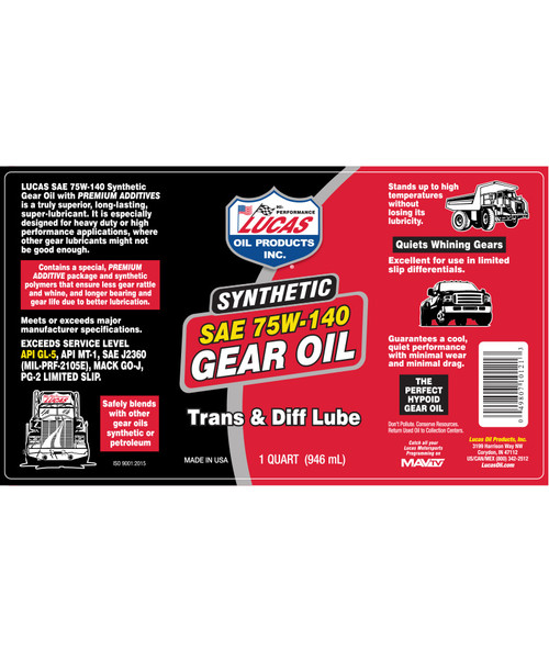 Lucas Oil Synthetic 75W-140