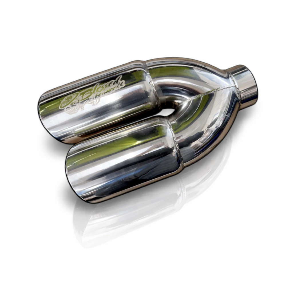 1 Piece Upgrade Dual Outlet Exhaust Tips Universal Automobile Carb