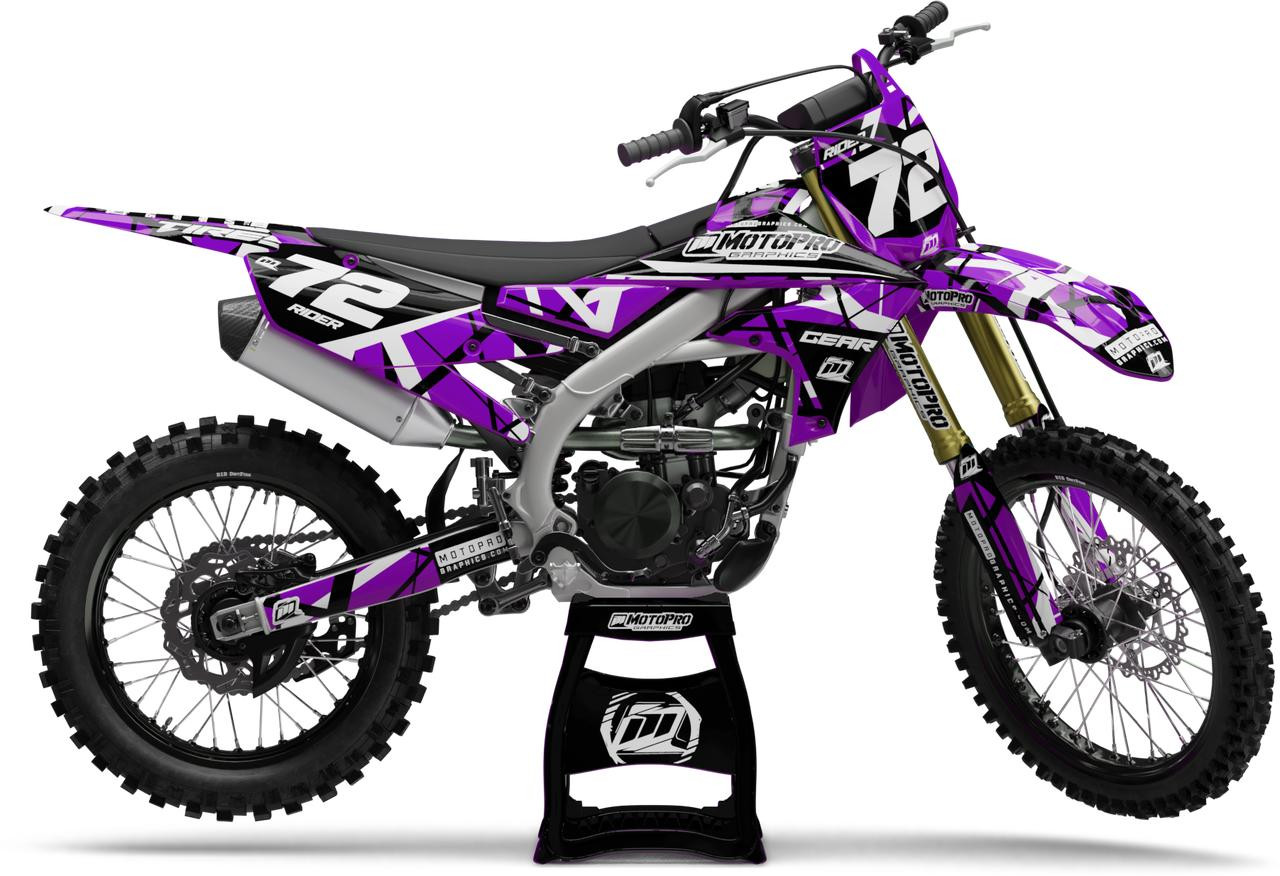 Custom Yamaha Dirt Bike ERUPTION Purple Series Graphics - FREE SHIPPING