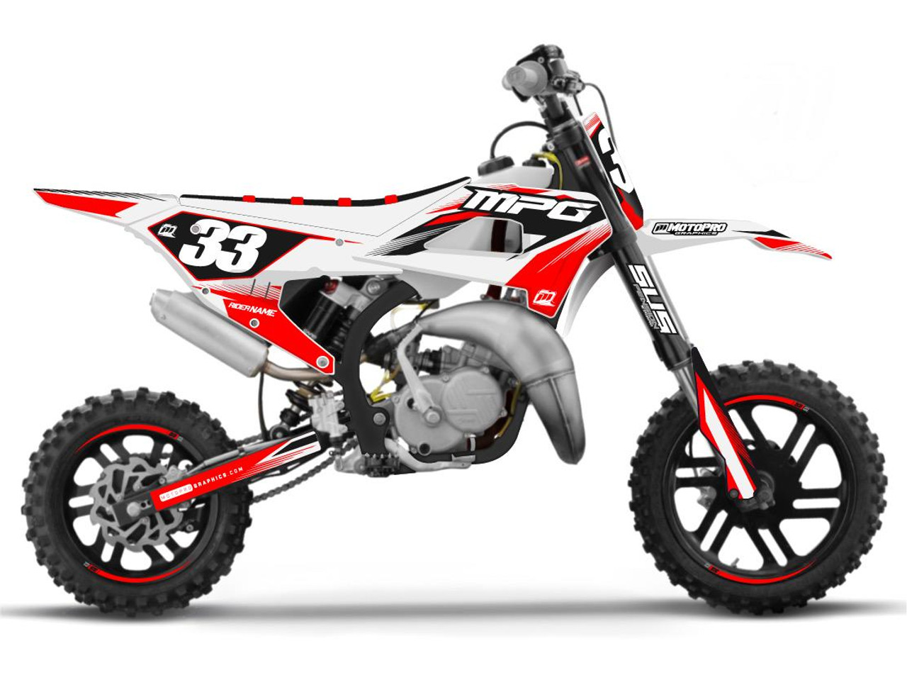 white and red dirt bike