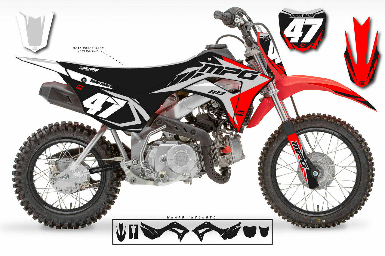 Custom Honda CRF110 Pit Bike STRIKER RED GREY BLACK Series