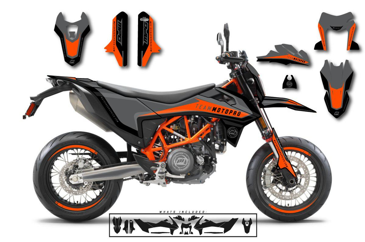 Custom KTM 690 SMC R Motorcycle CATCH BLACK Graphics - FREE SHIPPING