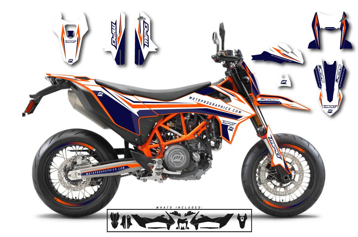 Custom 690 SMC R Motorcycle KINK BLUE Graphics - FREE SHIPPING
