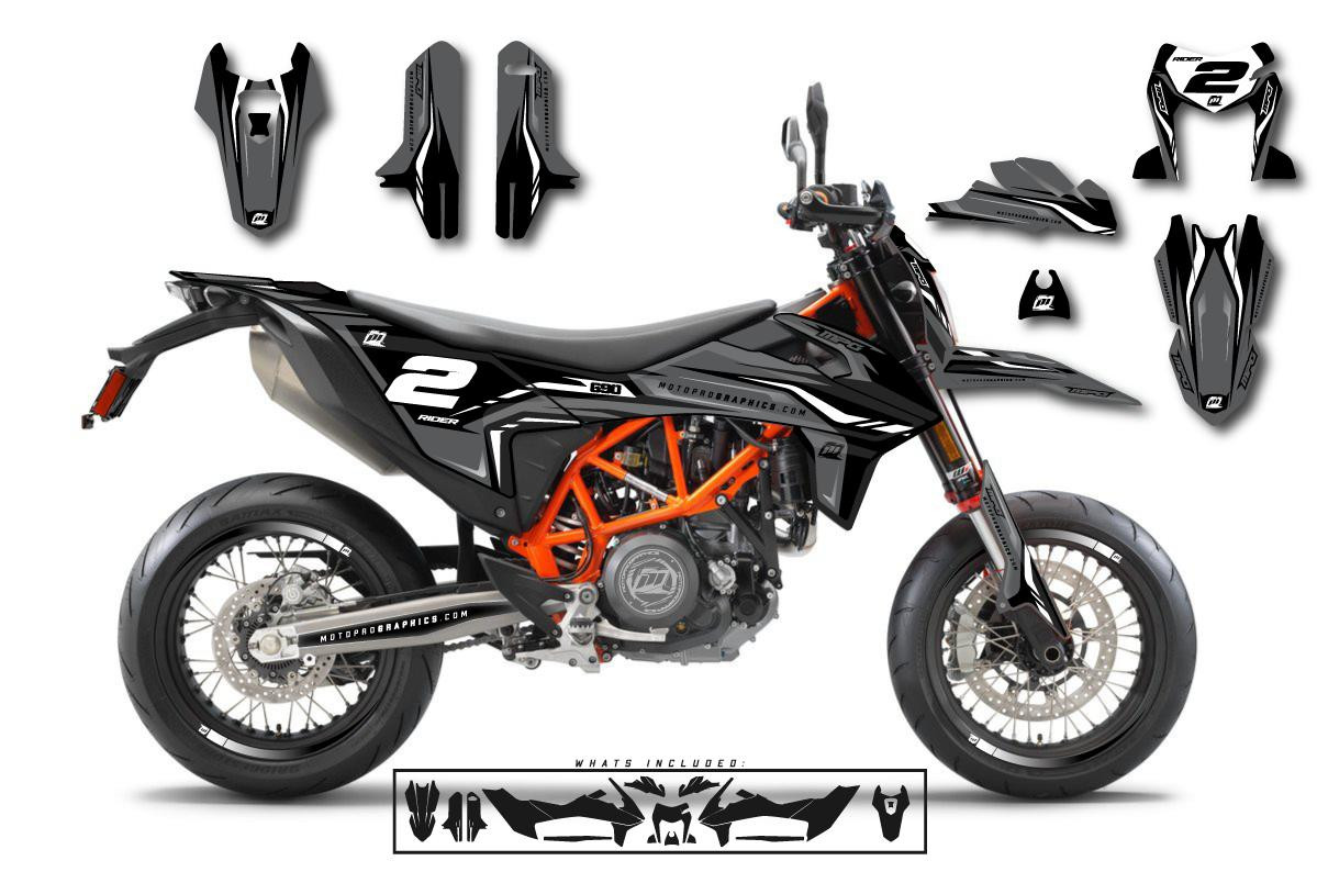 Custom 690 SMC R Motorcycle VIZE GREY Graphics - FREE SHIPPING