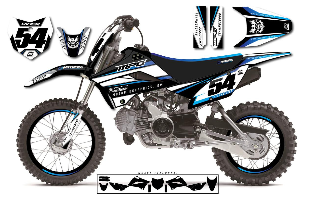 Custom Kawasaki KLX110 Pit Bike SHOT Series Graphics - FREE