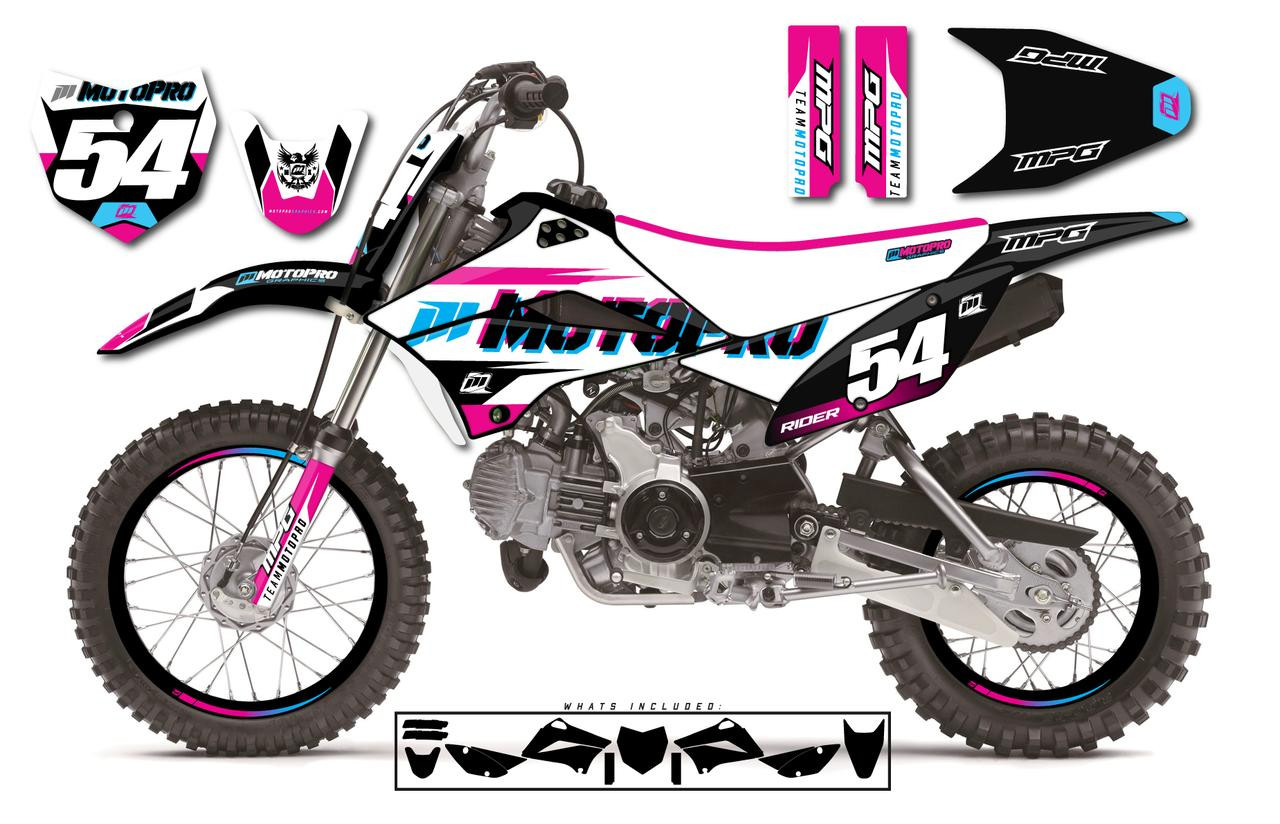 Custom Kawasaki KLX110 Pit Bike SWATCHER Series Graphics - FREE