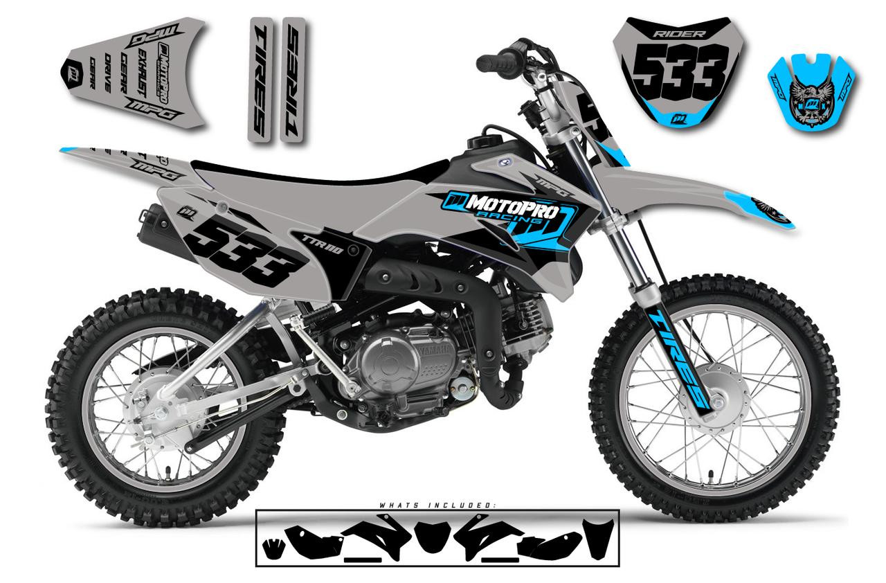 Yamaha TTR110 Pit Bike NASHVILLE GREY Series Graphics - FREE SHIPPING