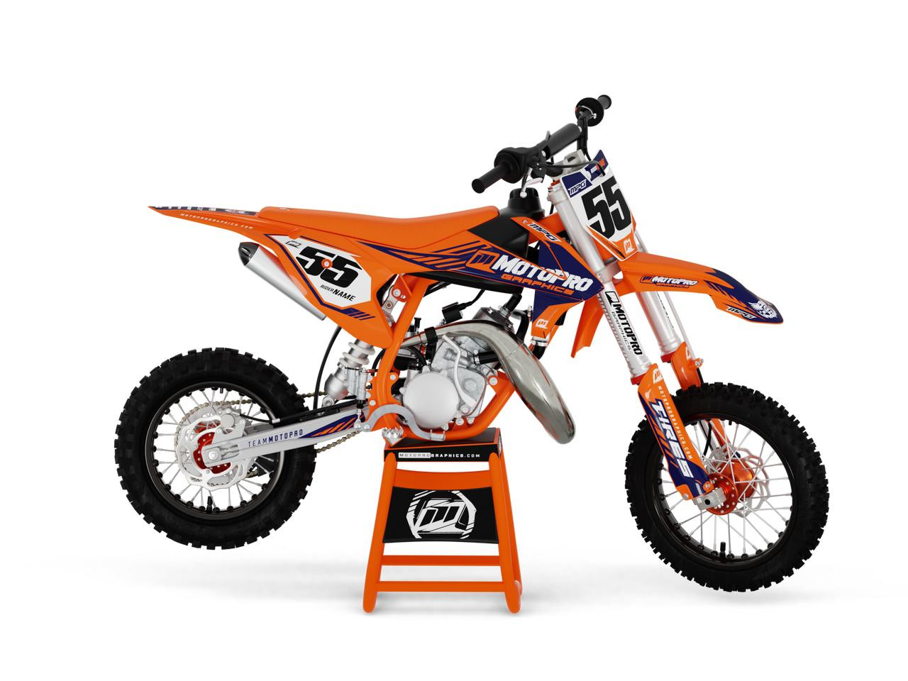Custom 50 SX / Mini Dirt Bike MATRIX ORANGE BLUE Series Graphics