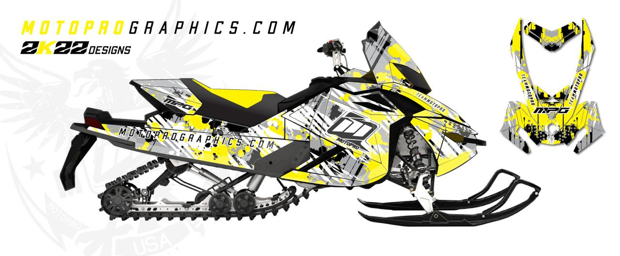 Ski-Doo MXZ E-TEC Snowmobile Full Sled Graphics Wrap - ZOOM YELLOW