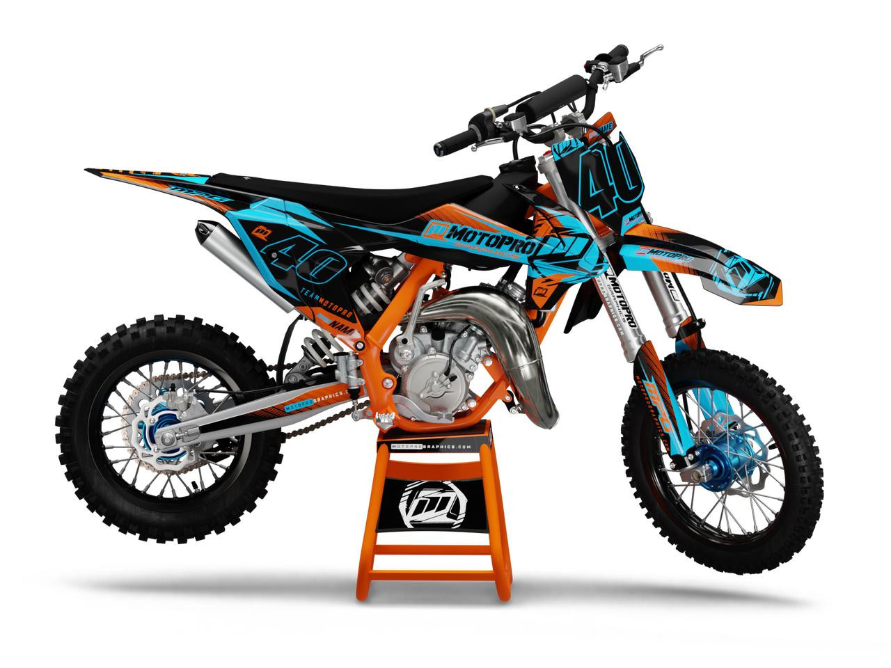 Custom 65 SX Dirt Bike QUICK BLUE Series Graphics Set - FREE