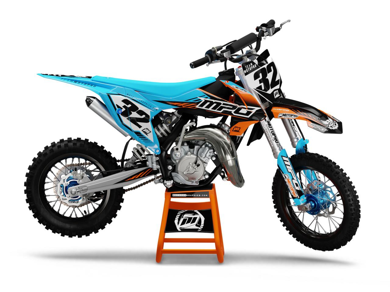 Custom 85 SX Dirt Bike MATRIX CYAN Series Graphics Set - FREE