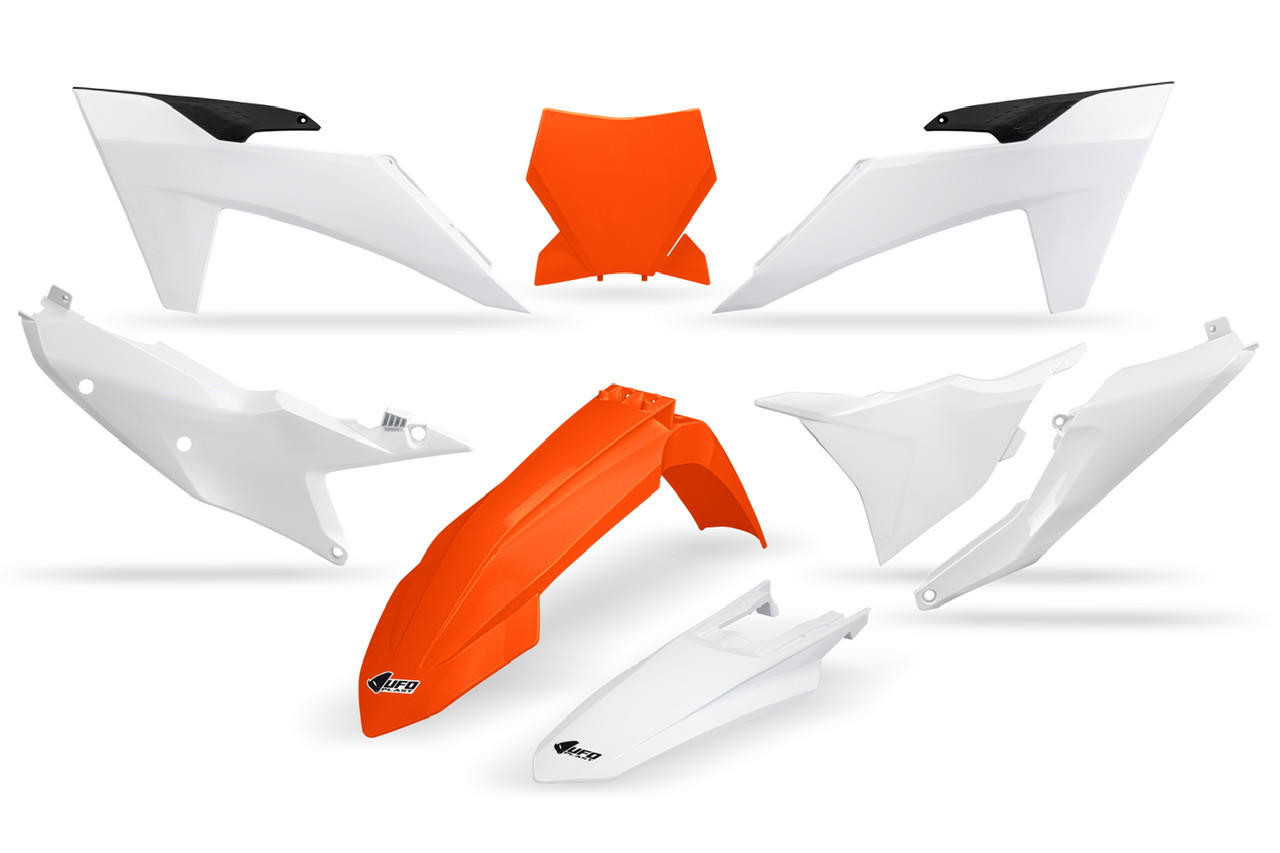 ktmr様 完成品❷ オーダーカゴ KTM Full Plastics Kit 125-450cc Orange/White | Motopro Graphics