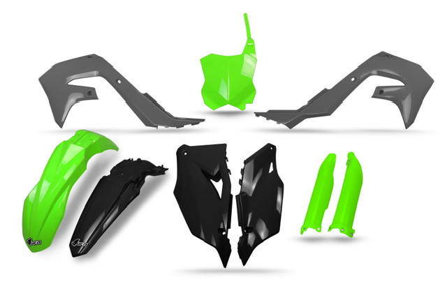 Kawasaki KX250f/450f full plastics kit - Grey/Green/Black