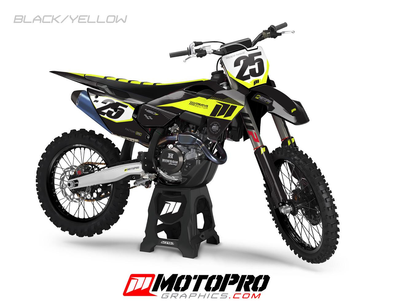 Custom Husqvarna Graphics Five19 Series Black Yellow | MotoPro
