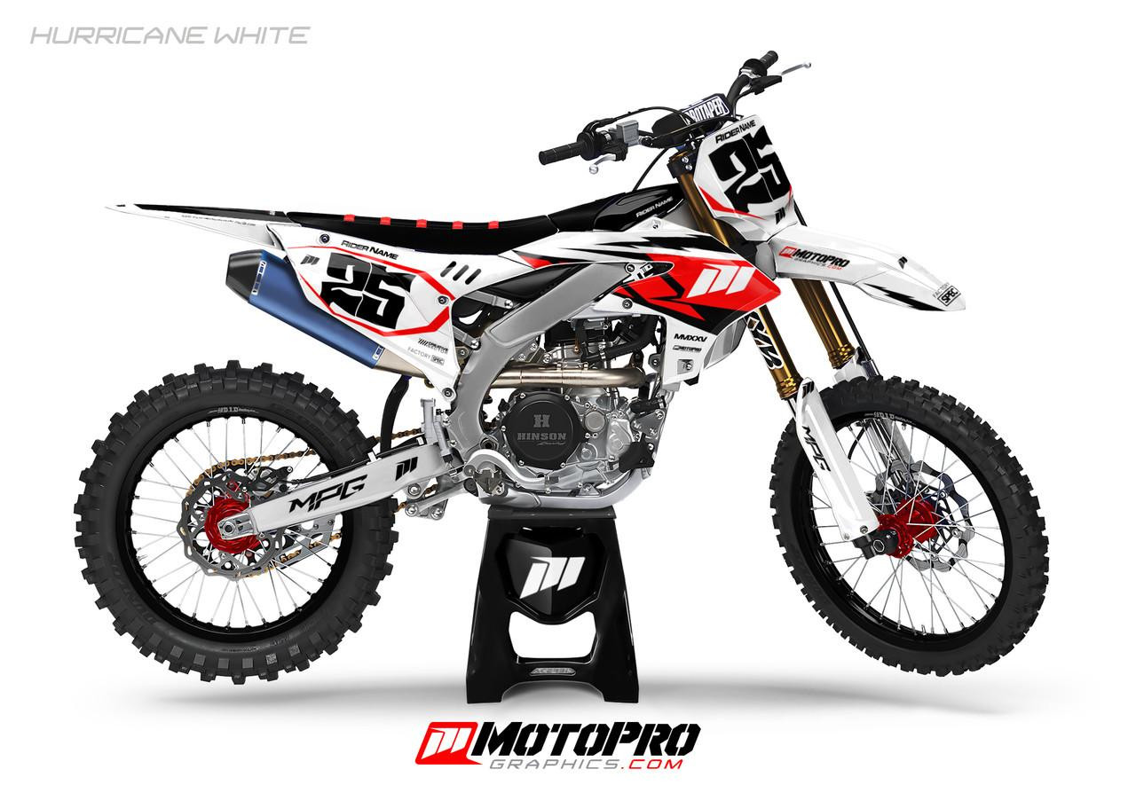 Custom Yamaha Dirt Bike Hurricane Graphics White | MotoPro Graphics
