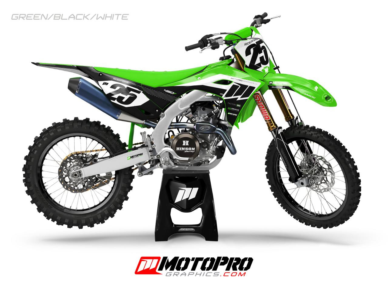 Custom Kawasaki Graphics Five19 Series | Green-Black-White