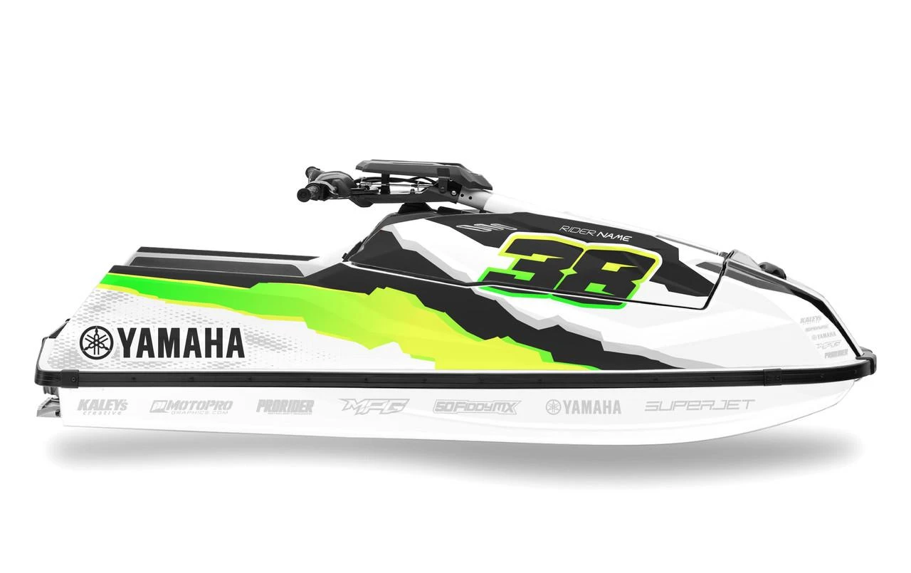 Flo Yellow Graphics Yamaha Superjet Graphics - Spectrum Series Green & Flo Yellow Motopro ...