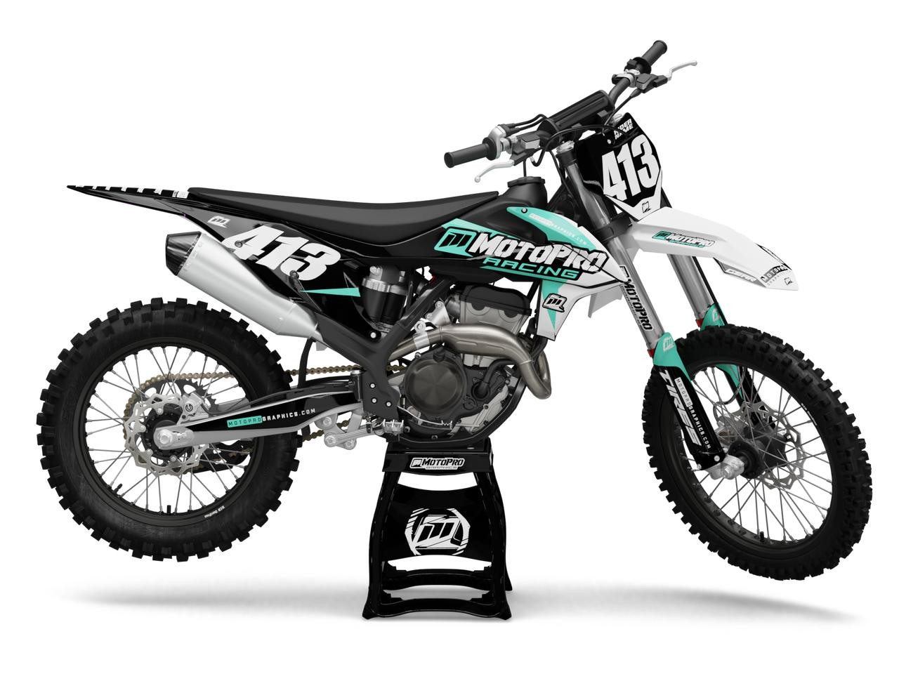 Custom KTM Dirt Bike Gamma Aqua Graphics Set - MotoPro Graphics