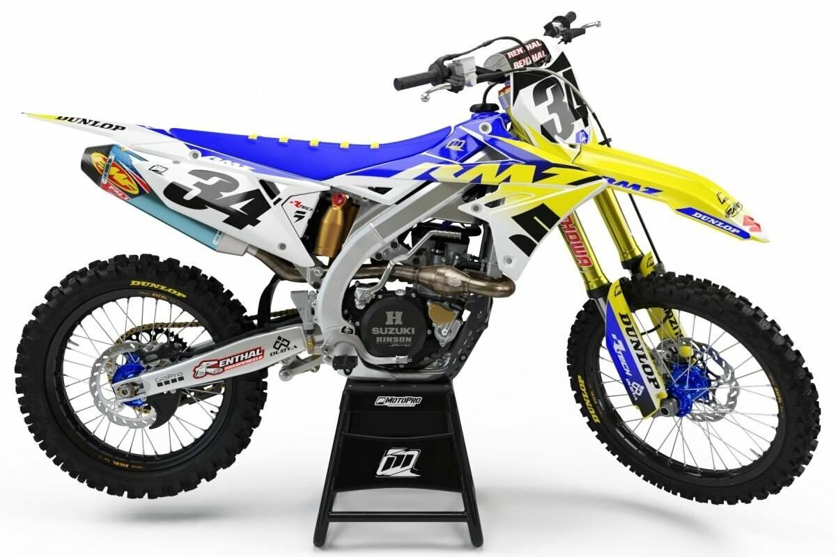 Custom Suzuki Dirt Bike Genesis Blue Graphics - FREE SHIPPING
