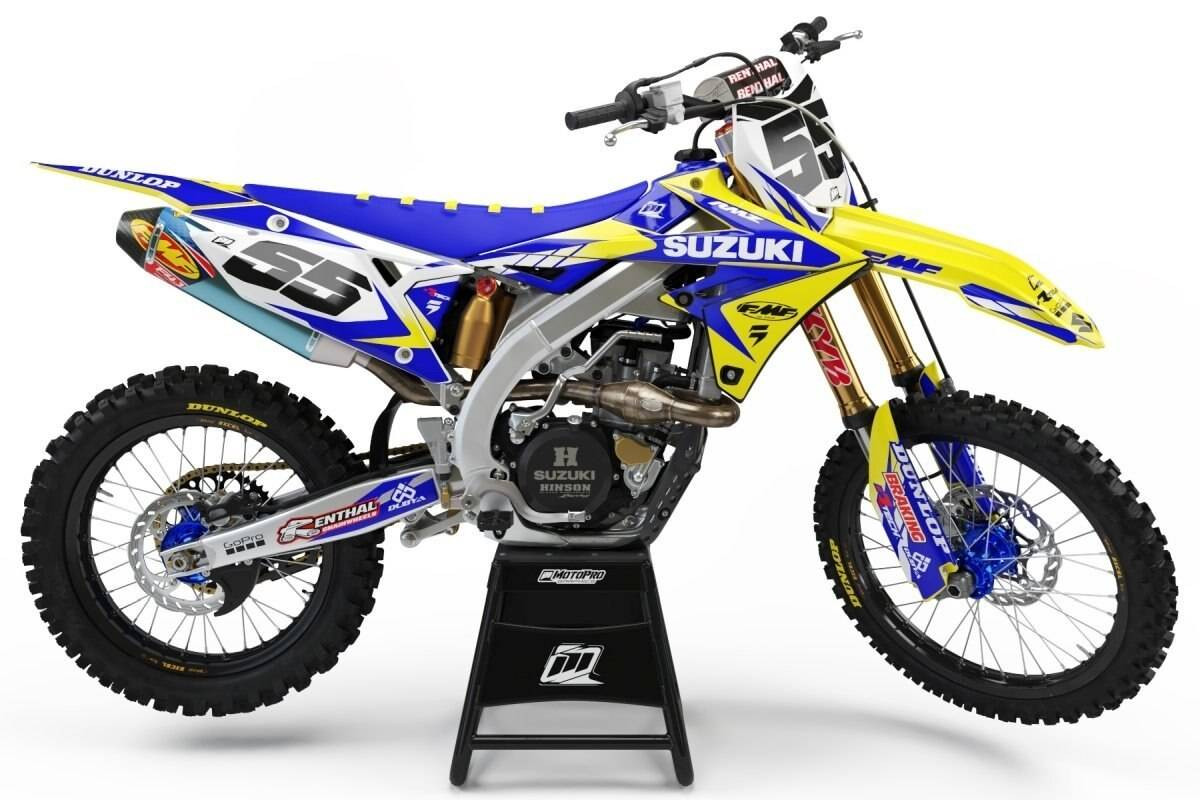 Custom Suzuki Dirt Bike Striker Blue Graphics - FREE SHIPPING