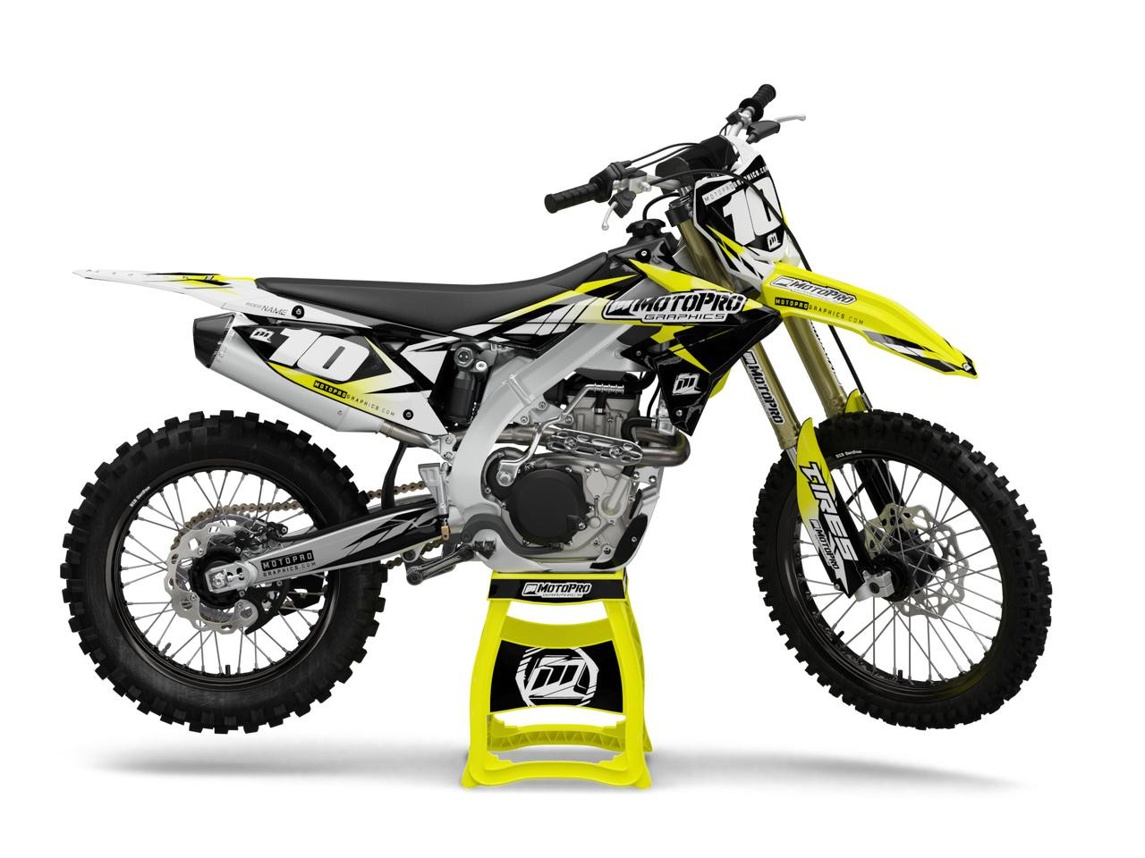 yellow プロフご覧ください。です Custom Suzuki Dirt Bike Striker Yellow Graphics - FREE SHIPPING