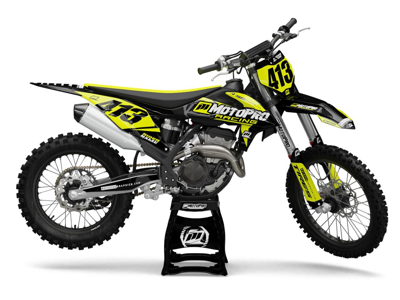 Custom 125sx-450sxf Dirt Bike Gamma Yellow Graphics Set - MotoPro