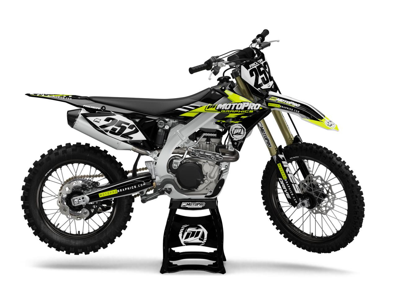 Suzuki Dirt Bike Evader Series HiViz Fluorescent Yellow Graphics