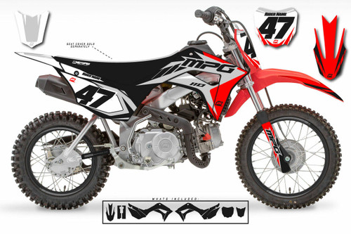 MotoPro Graphics Honda CRF110 Pit Bike STRIKER RED GREY BLACK Series Graphics