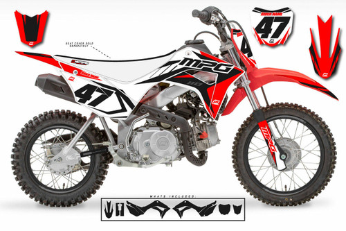 MotoPro Graphics Honda CRF110 Pit Bike STRIKER RED WHITE BLACK Series Graphics
