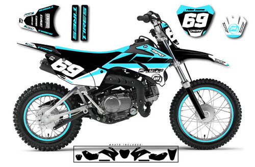 MotoPro Graphics Custom Yamaha TTR110 Pit Bike MOTORHEAD CYAN Series Graphics - FREE SHIPPING